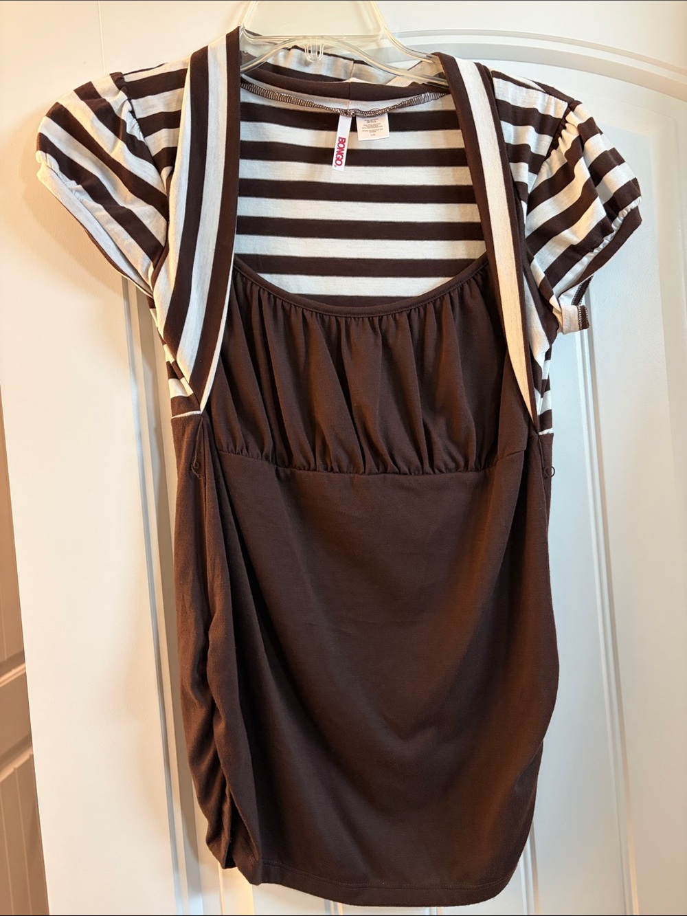 Bongo brown and white striped shirt